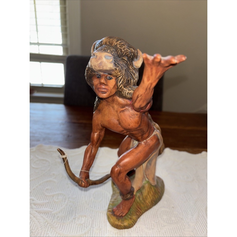Vtg 1992 DHM Ceramic Native American Indian Hunting with Bow and Arrow 9.5" Tall
